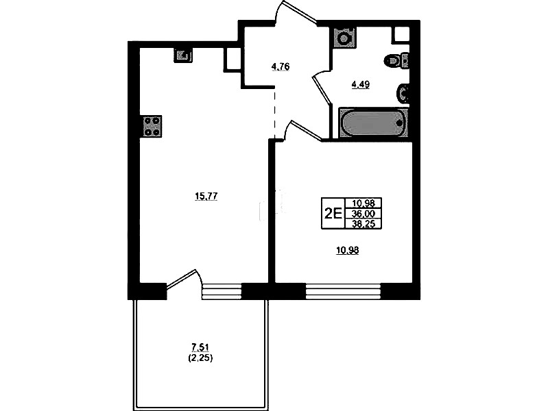 1-комнатная квартира 36 м², 1/5 эт., ЖК «Plus Пулковский»